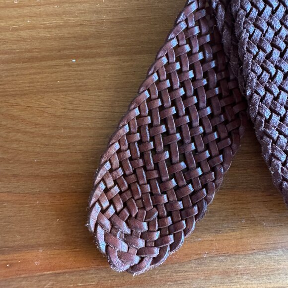 NWT Banana Republic Lightweight Brown Leather Braided Belt in Women's Large - Picture 5 of 9